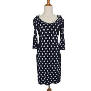 Sara Campbell Polka Dot Knit Dress Navy Retro Twee Indiepop Women Small
